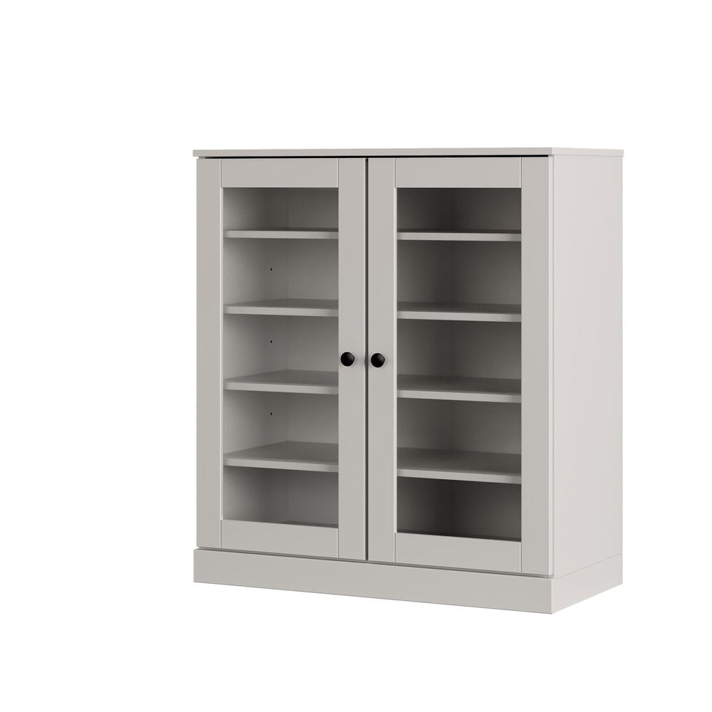 Off White Twenty Pair Solid WoodShoe Storage Cabinet