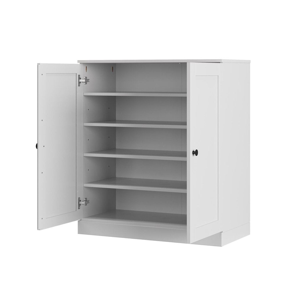 White Twenty Pair Solid WoodShoe Storage Cabinet