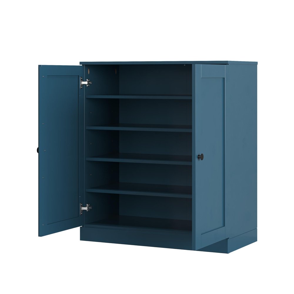 Teal Blue Twenty Pair Solid WoodShoe Storage Cabinet