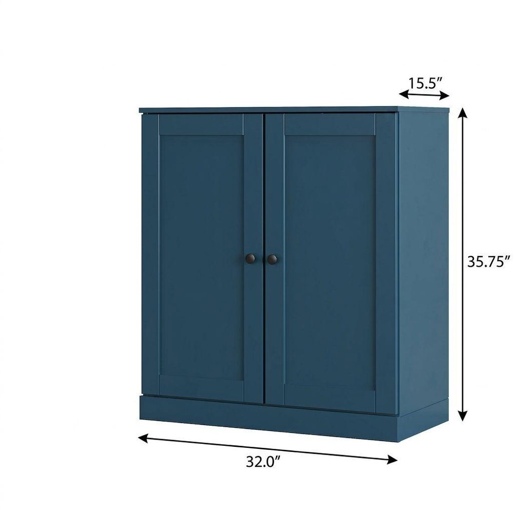 Teal Blue Twenty Pair Solid WoodShoe Storage Cabinet