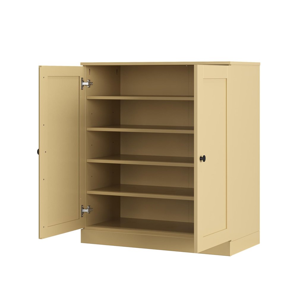 Yellow Twenty Pair Solid WoodShoe Storage Cabinet