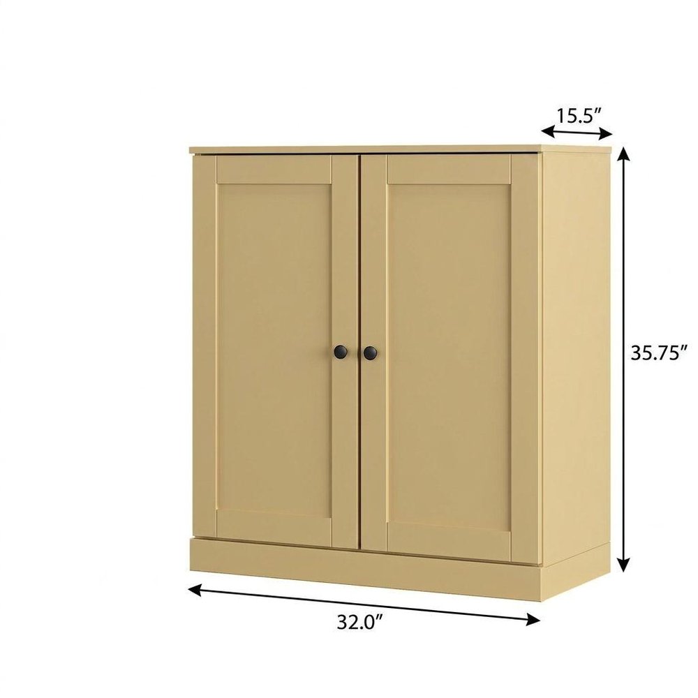 Yellow Twenty Pair Solid WoodShoe Storage Cabinet