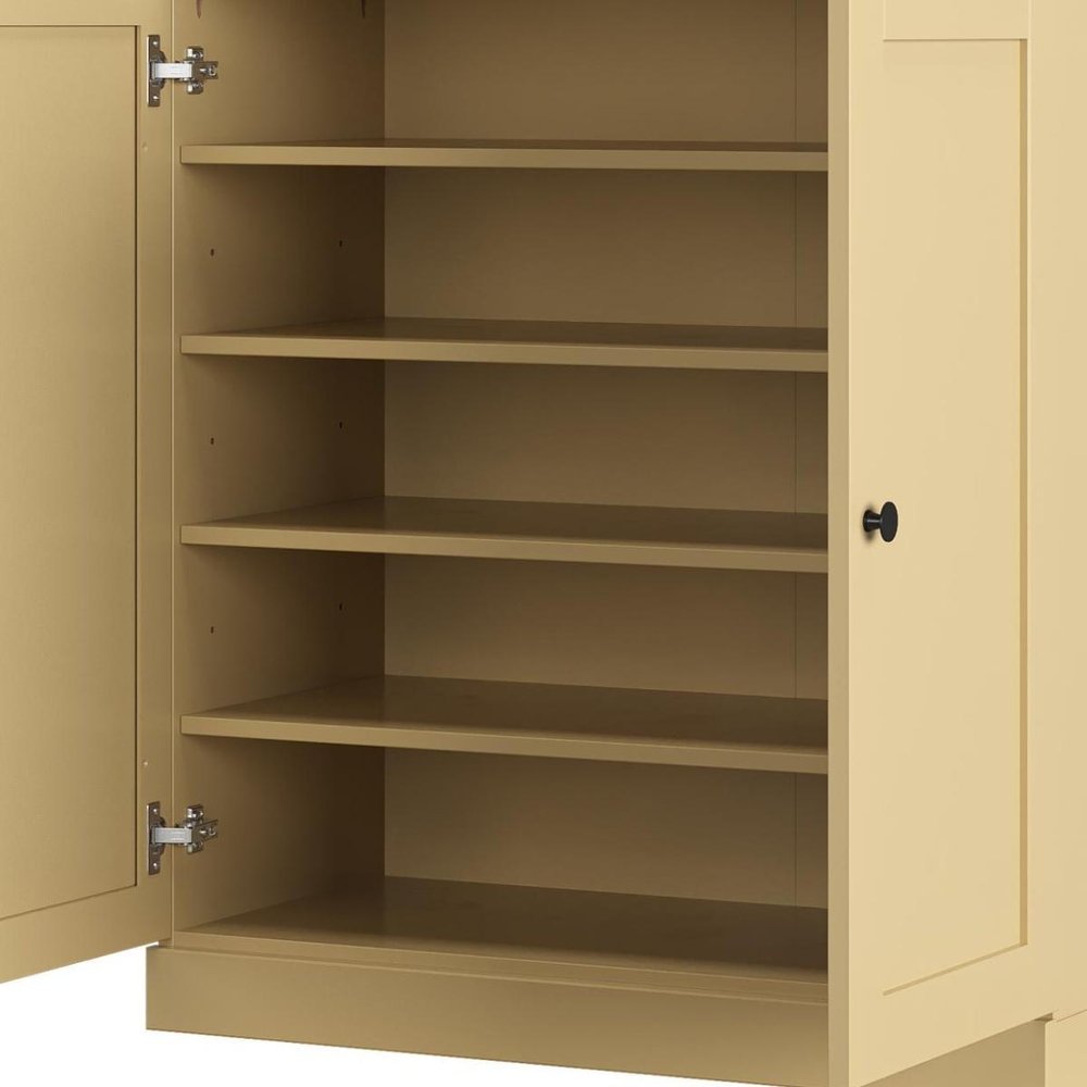 Yellow Twenty Pair Solid WoodShoe Storage Cabinet