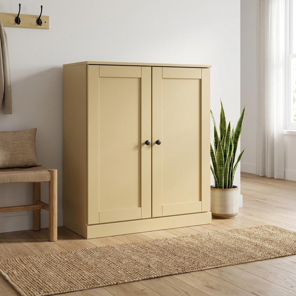 Yellow Twenty Pair Solid WoodShoe Storage Cabinet