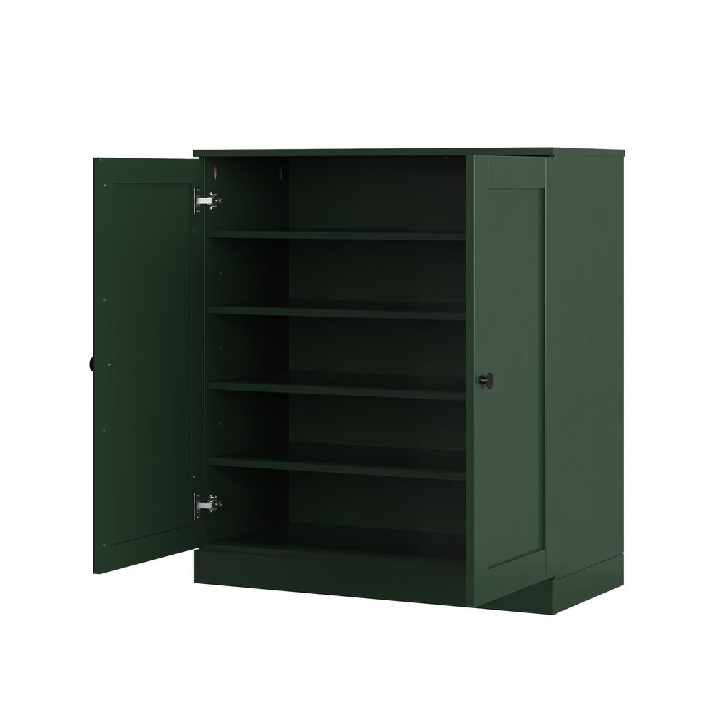 Green Twenty Pair Solid WoodShoe Storage Cabinet