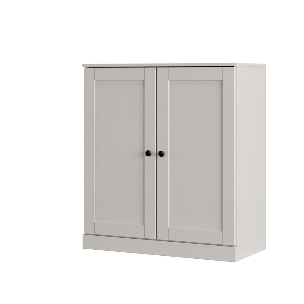 Off White Twenty Pair Solid WoodShoe Storage Cabinet
