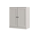 Off White Twenty Pair Solid WoodShoe Storage Cabinet on a white background