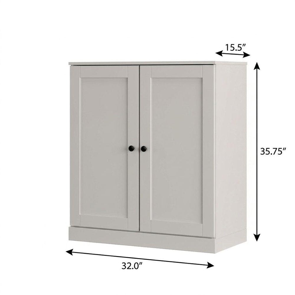 Off White Twenty Pair Solid WoodShoe Storage Cabinet