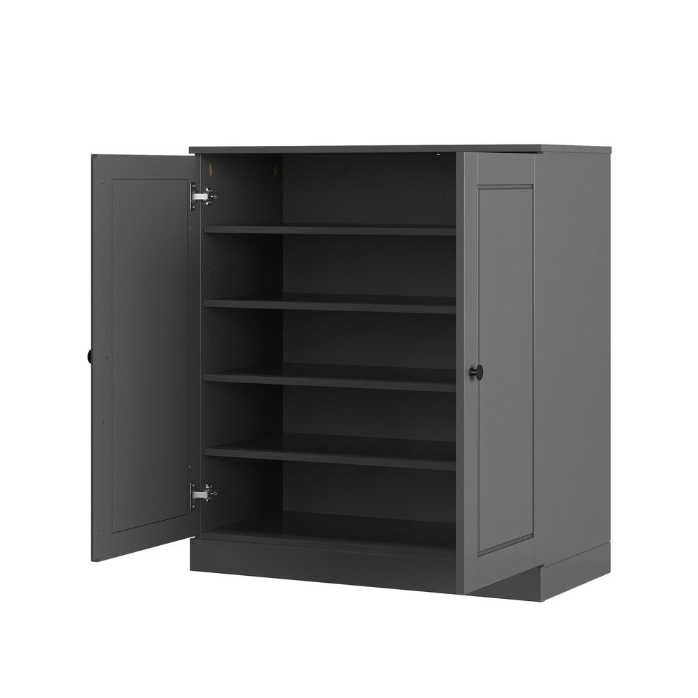 Gray Twenty Pair Solid WoodShoe Storage Cabinet