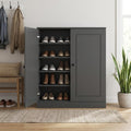 Gray Twenty Pair Solid WoodShoe Storage Cabinet