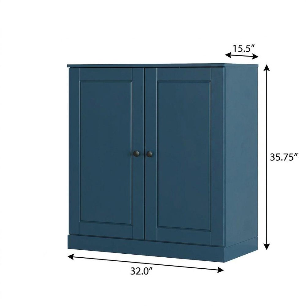 Teal Blue Twenty Pair Solid WoodShoe Storage Cabinet