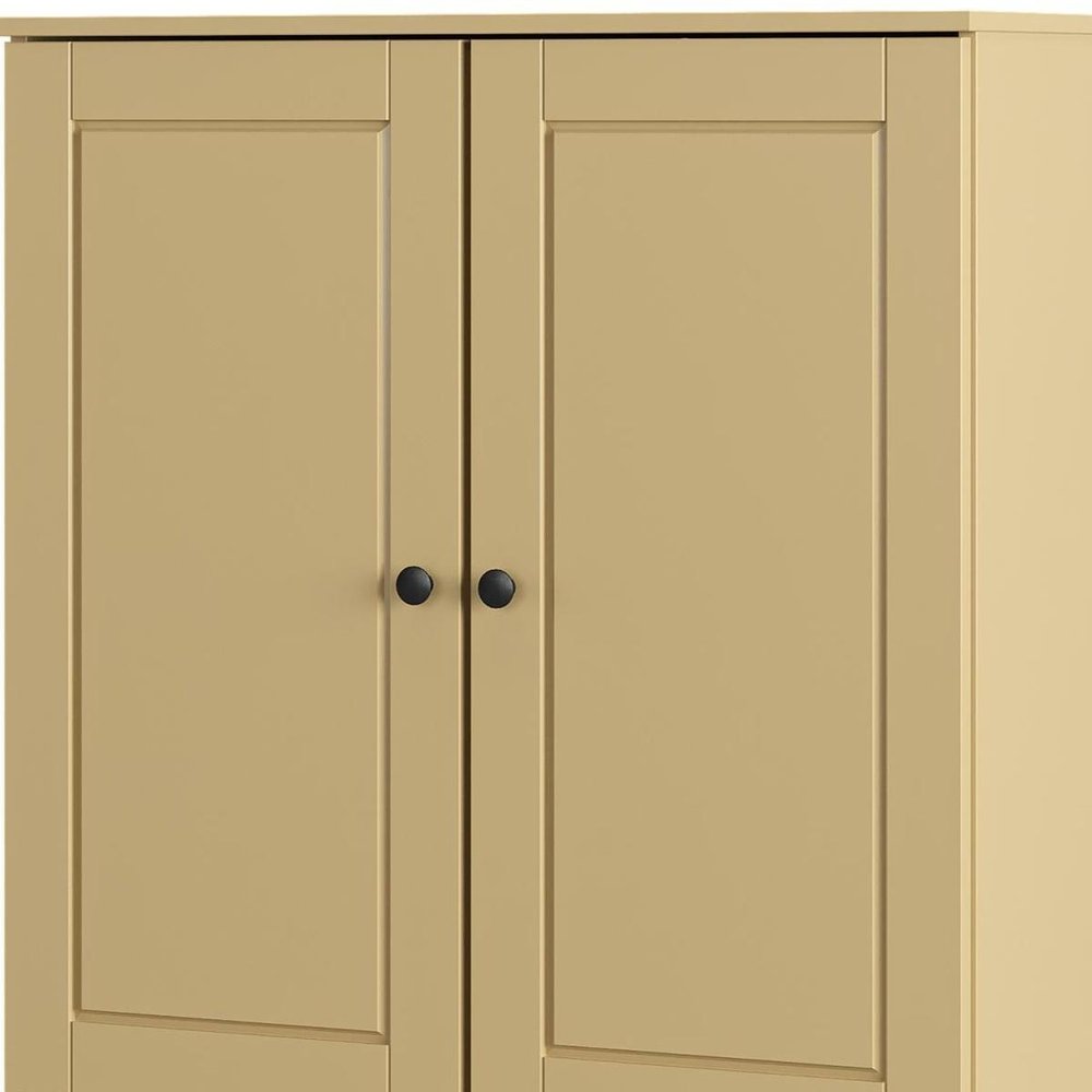 Yellow Twenty Pair Solid WoodShoe Storage Cabinet