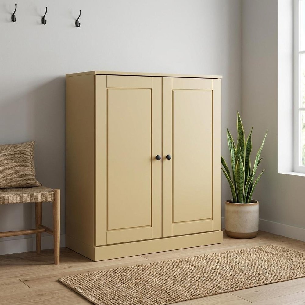 Yellow Twenty Pair Solid WoodShoe Storage Cabinet