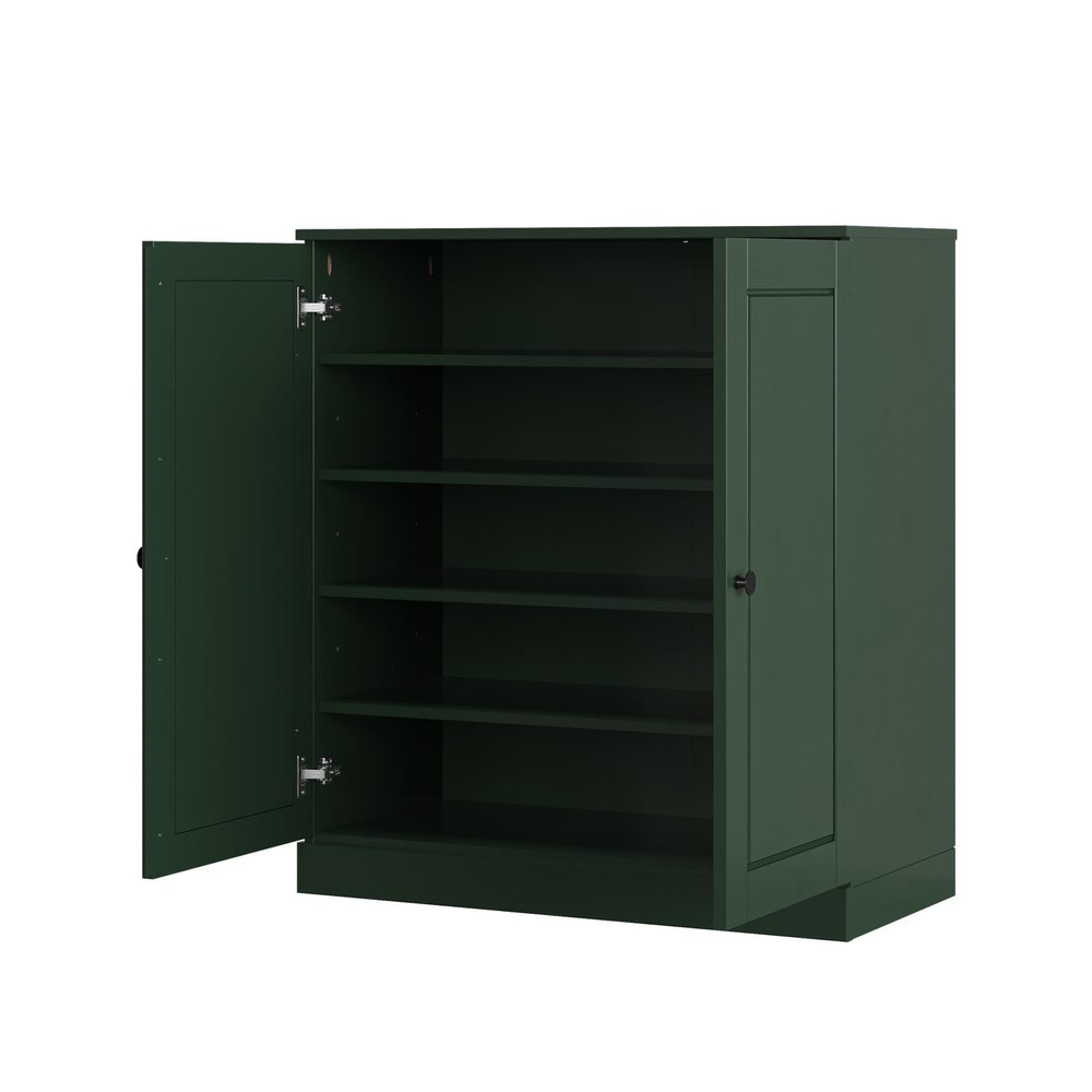 Green Twenty Pair Solid WoodShoe Storage Cabinet