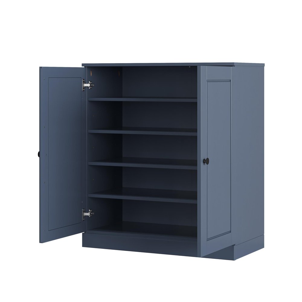 French Blue Twenty Pair Solid WoodShoe Storage Cabinet