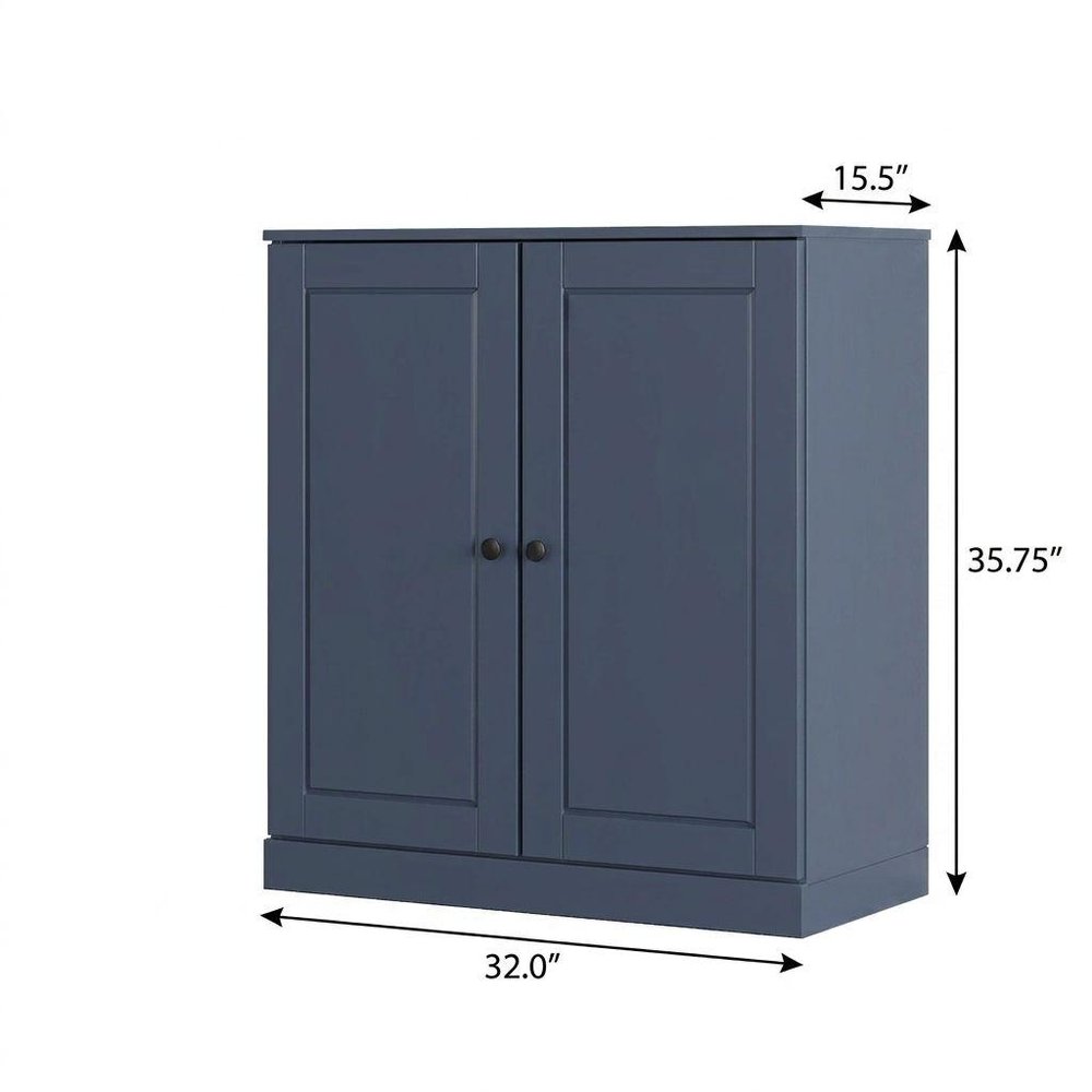 French Blue Twenty Pair Solid WoodShoe Storage Cabinet