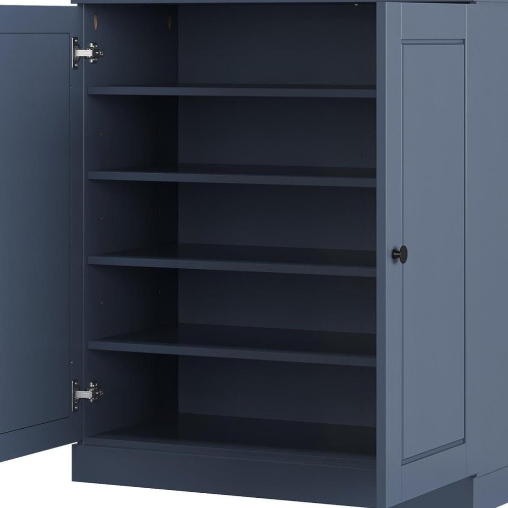 French Blue Twenty Pair Solid WoodShoe Storage Cabinet