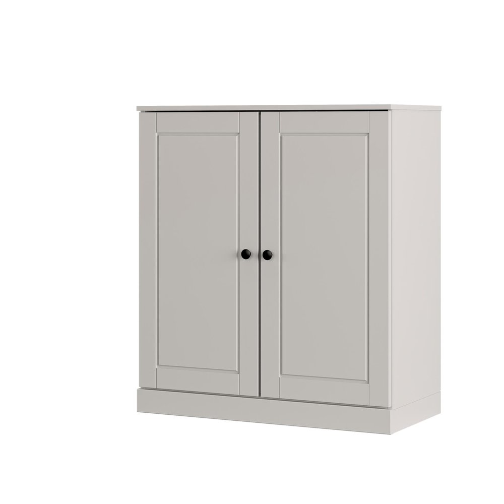 Off White Twenty Pair Solid WoodShoe Storage Cabinet