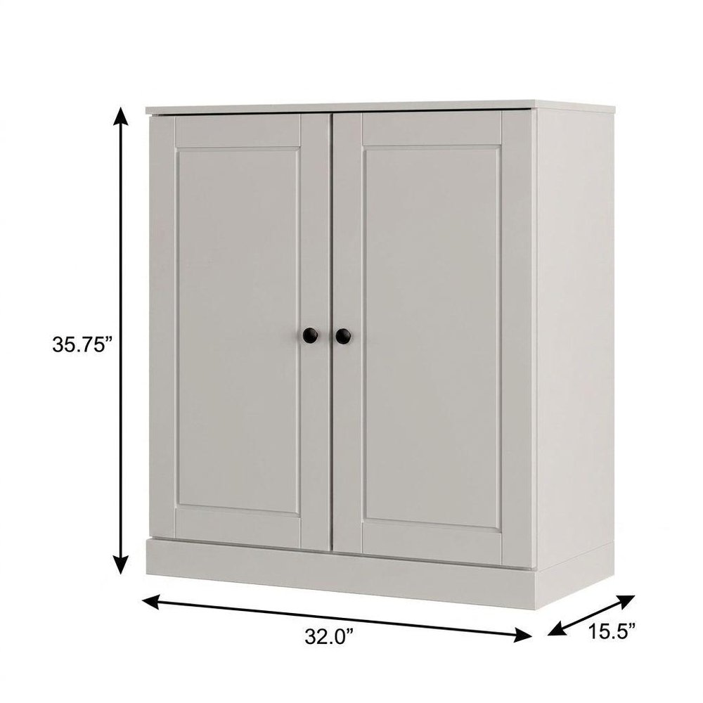 Off White Twenty Pair Solid WoodShoe Storage Cabinet