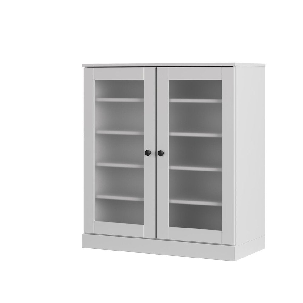 White Twenty Pair Solid WoodShoe Storage Cabinet