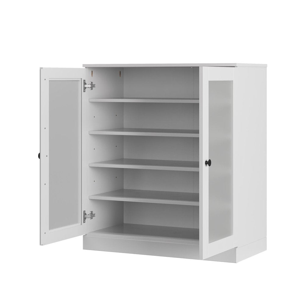 White Twenty Pair Solid WoodShoe Storage Cabinet