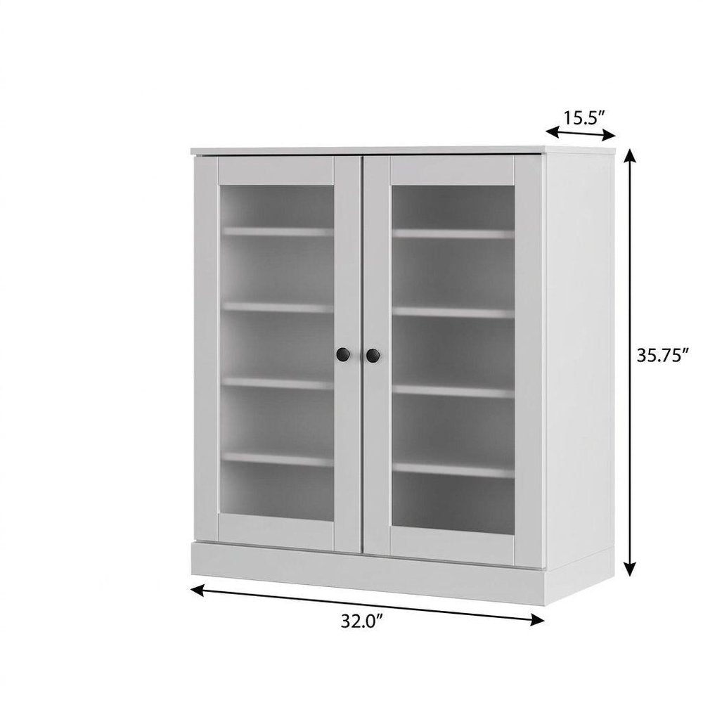 White Twenty Pair Solid WoodShoe Storage Cabinet