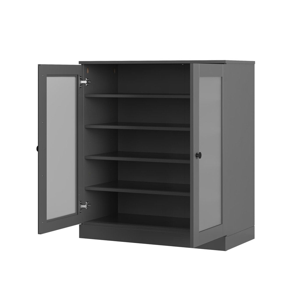 Gray Twenty Pair Solid WoodShoe Storage Cabinet