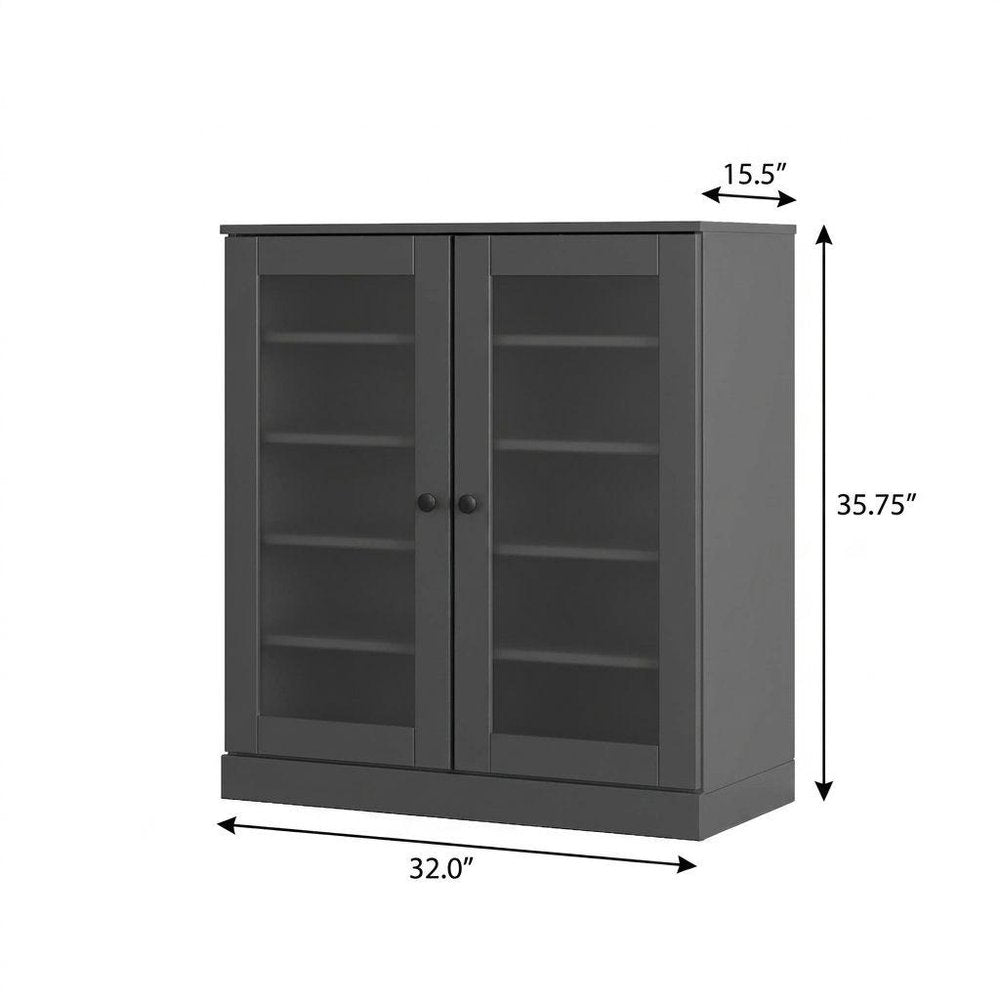 Gray Twenty Pair Solid WoodShoe Storage Cabinet