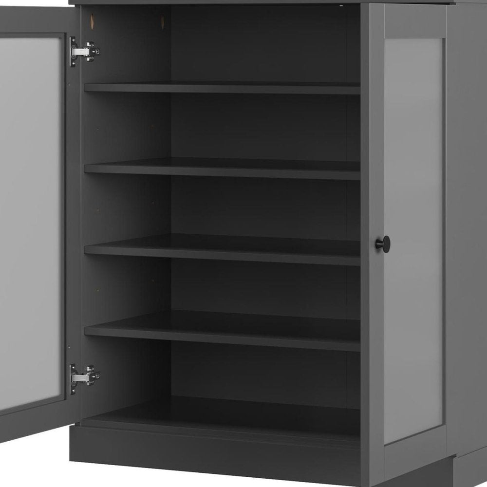 Gray Twenty Pair Solid WoodShoe Storage Cabinet