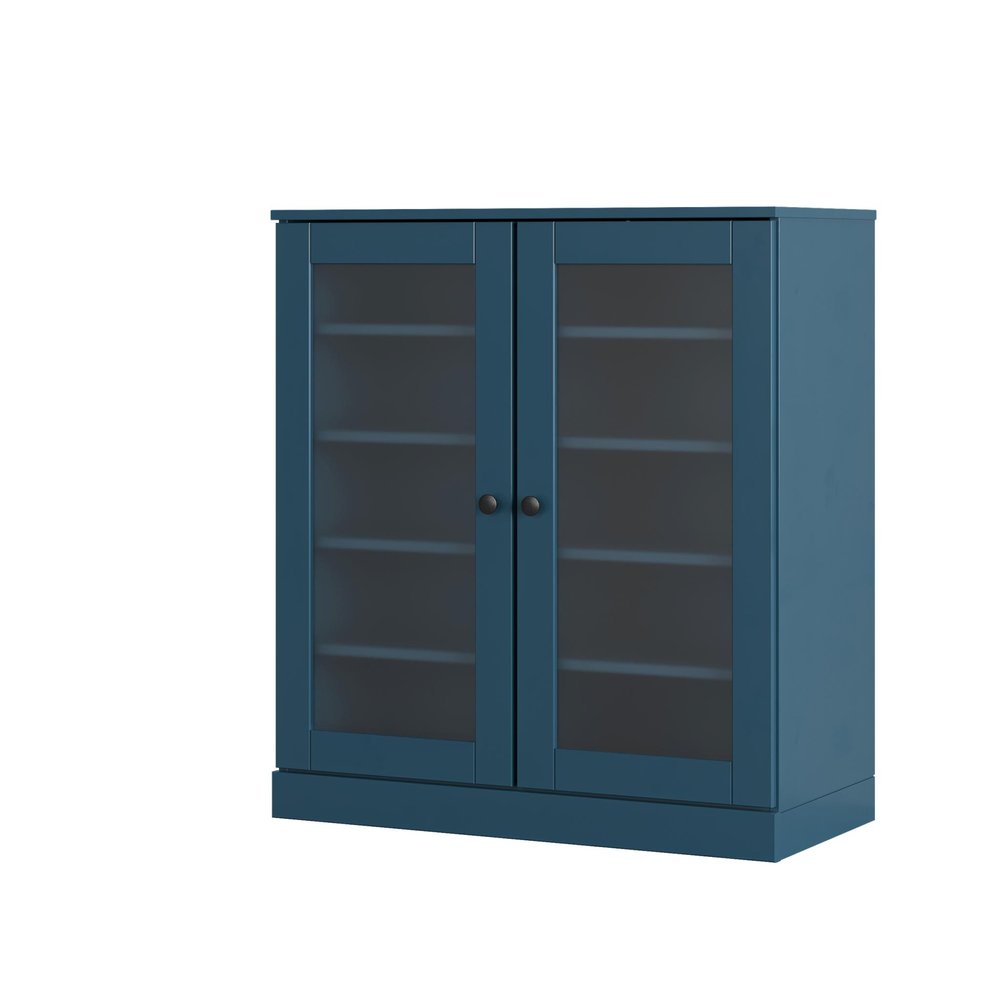 Teal Blue Twenty Pair Solid WoodShoe Storage Cabinet
