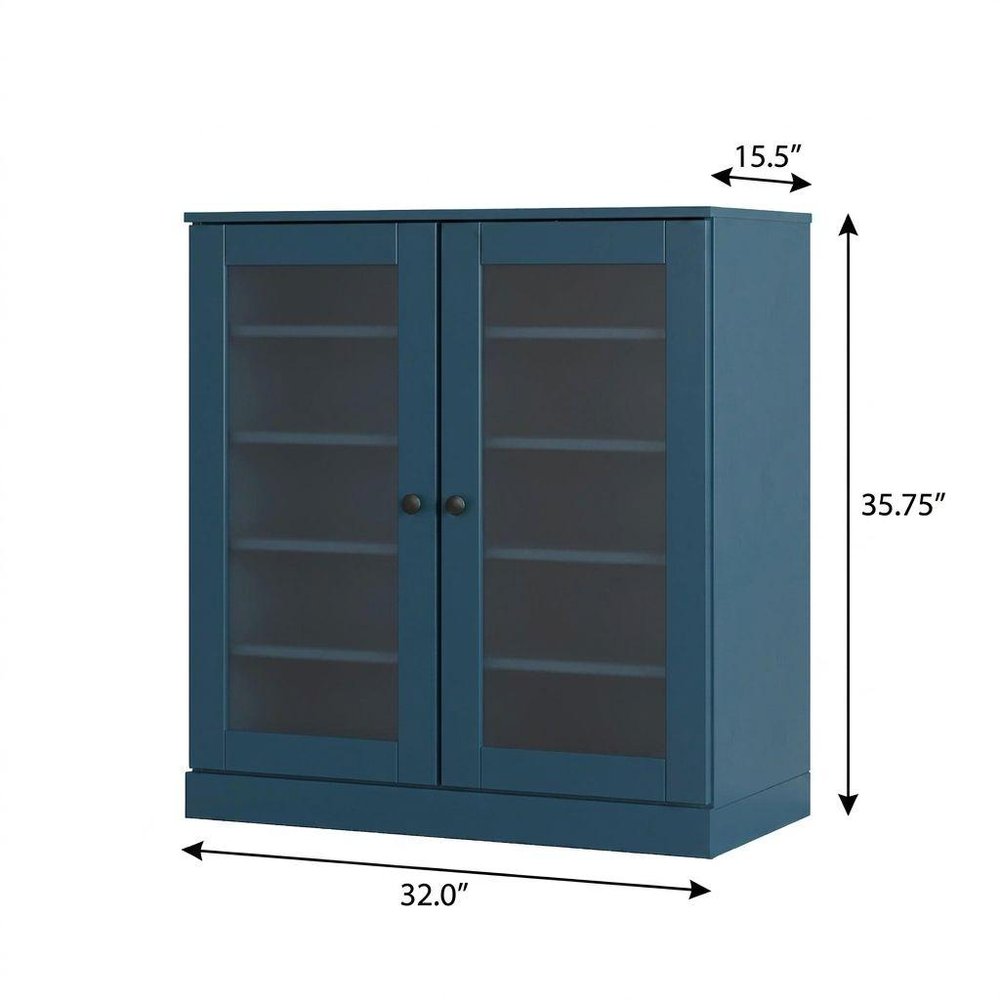 Teal Blue Twenty Pair Solid WoodShoe Storage Cabinet