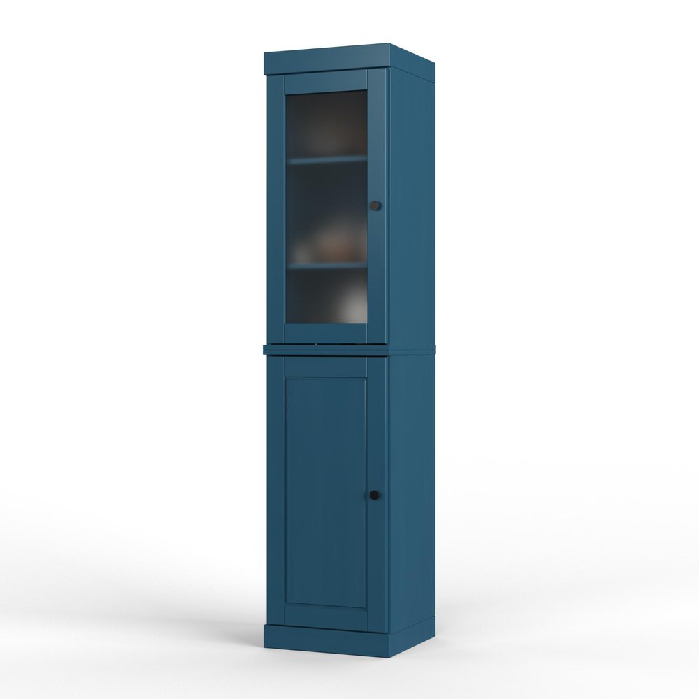 72" Teal Blue Solid Wood Two Door Pantry Or Storage Closet