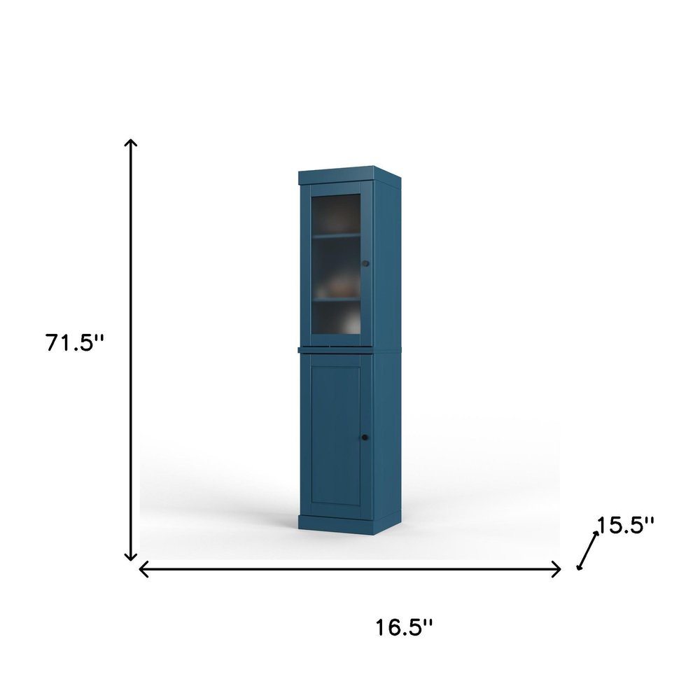 72" Teal Blue Solid Wood Two Door Pantry Or Storage Closet