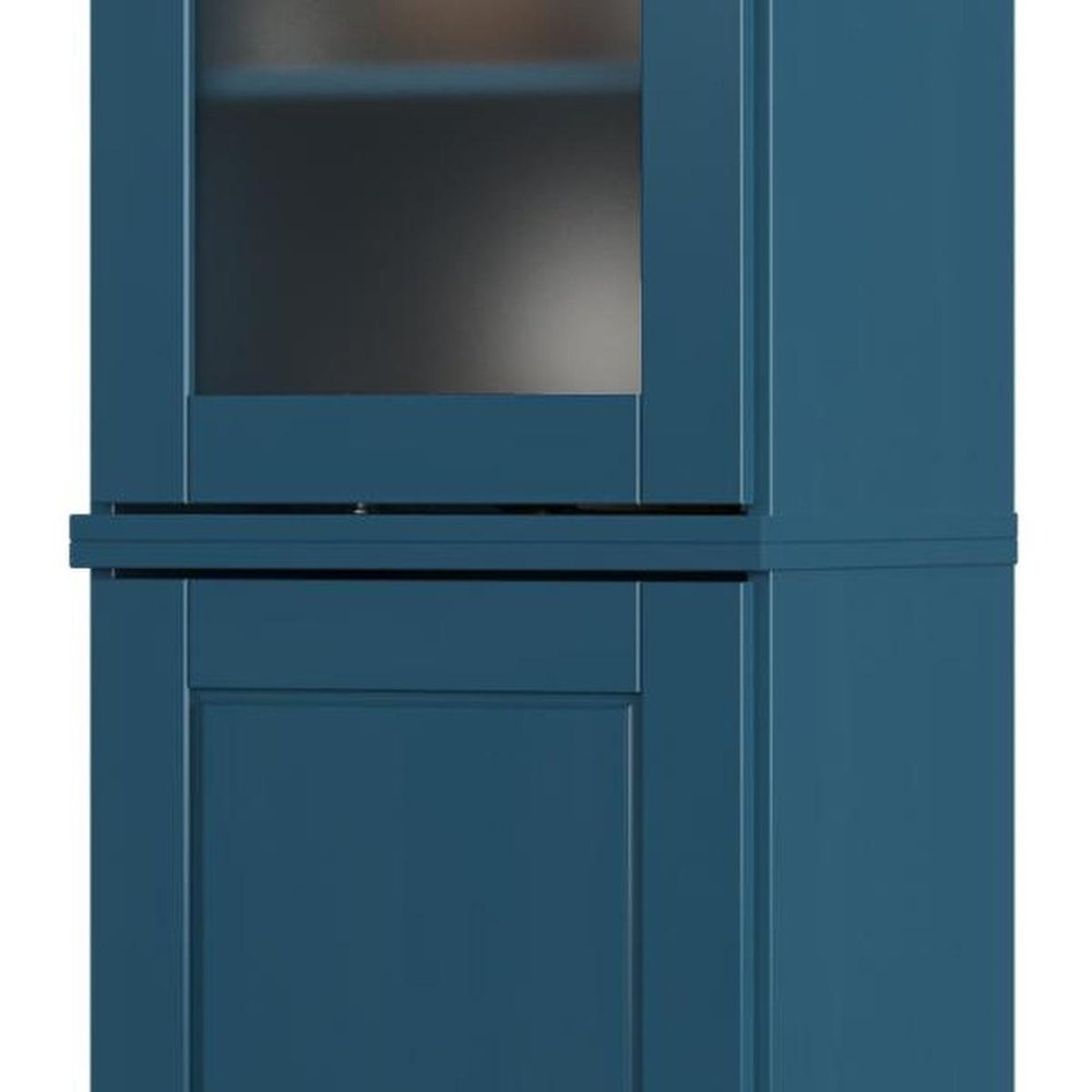 72" Teal Blue Solid Wood Two Door Pantry Or Storage Closet