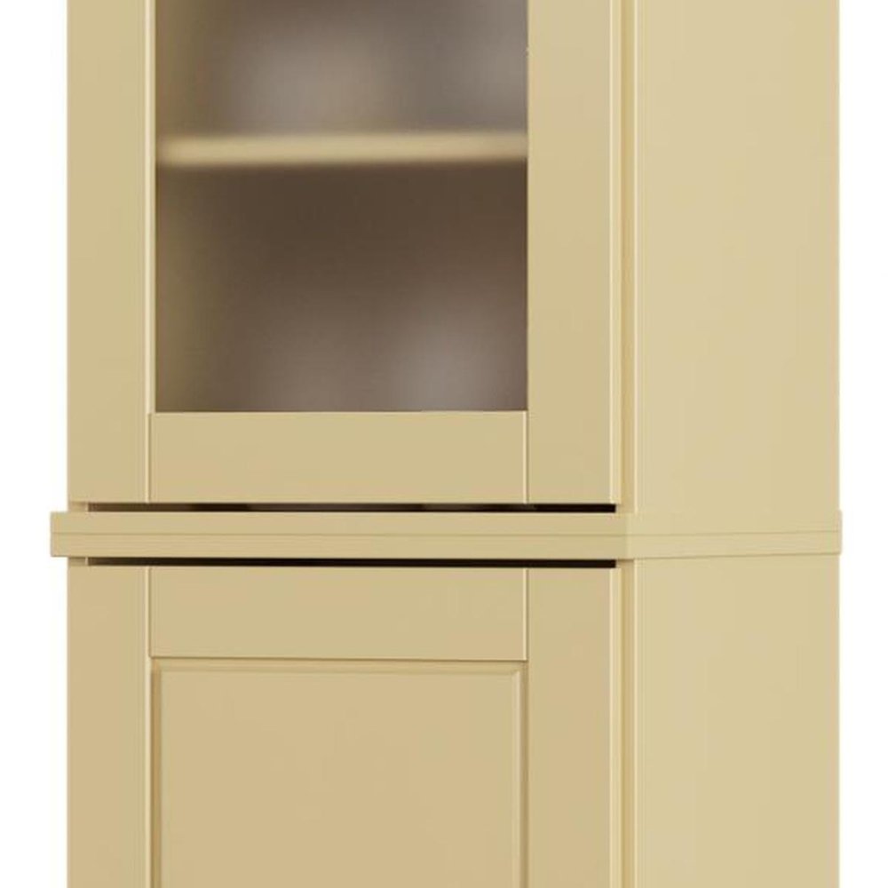 72" Yellow Solid Wood Two Door Pantry Or Storage Closet - with Glass Front Door