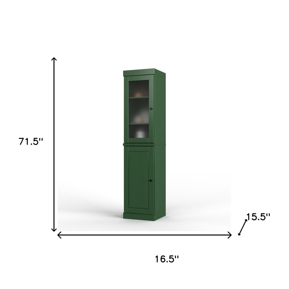 72" Green Solid Wood Two Door Pantry Or Storage Closet
