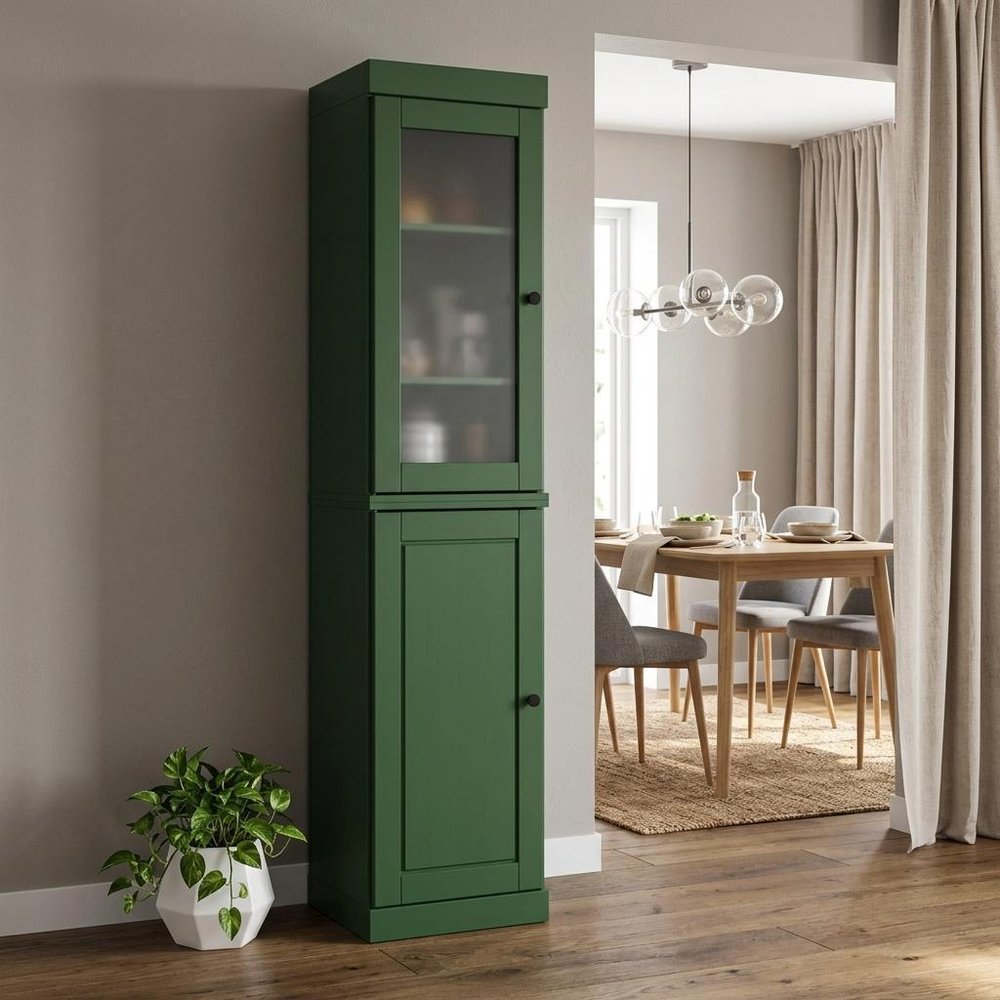 72" Green Solid Wood Two Door Pantry Or Storage Closet