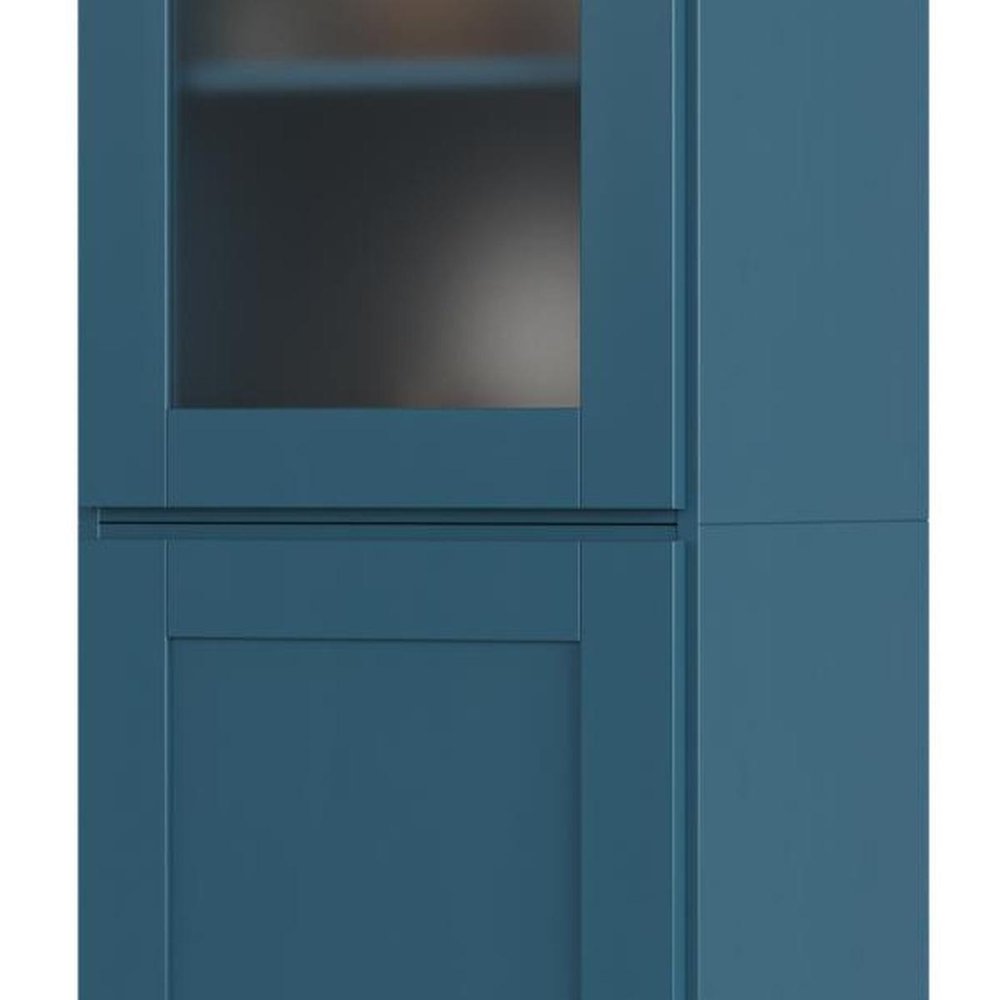 72" Teal Blue Solid Wood Two Door Pantry Or Storage Closet