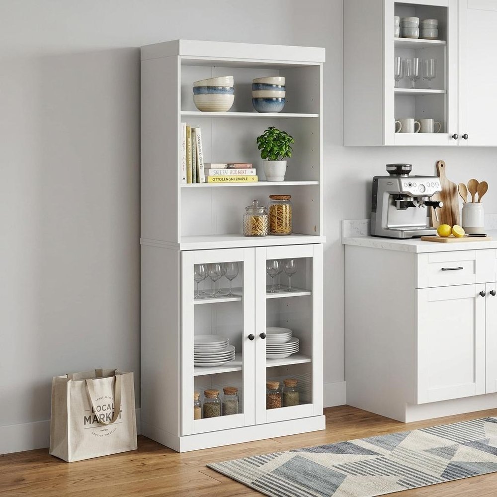 72" White Solid Wood Two Door Pantry Or Storage Closet