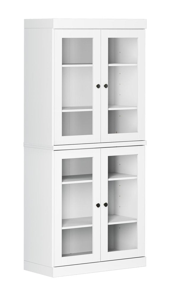 72" White Solid Wood Four Door Pantry Or Storage Closet on a white background
