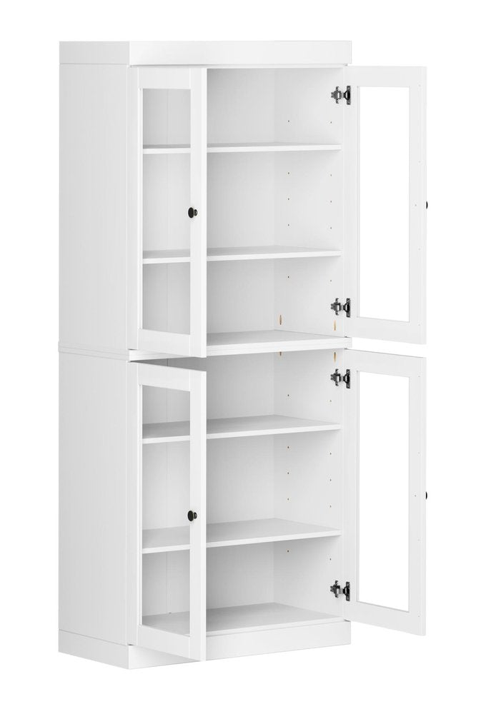 72" White Solid Wood Four Door Pantry Or Storage Closet
