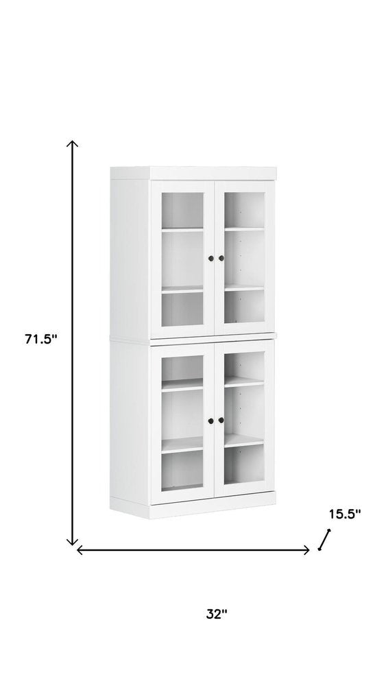 72" White Solid Wood Four Door Pantry Or Storage Closet