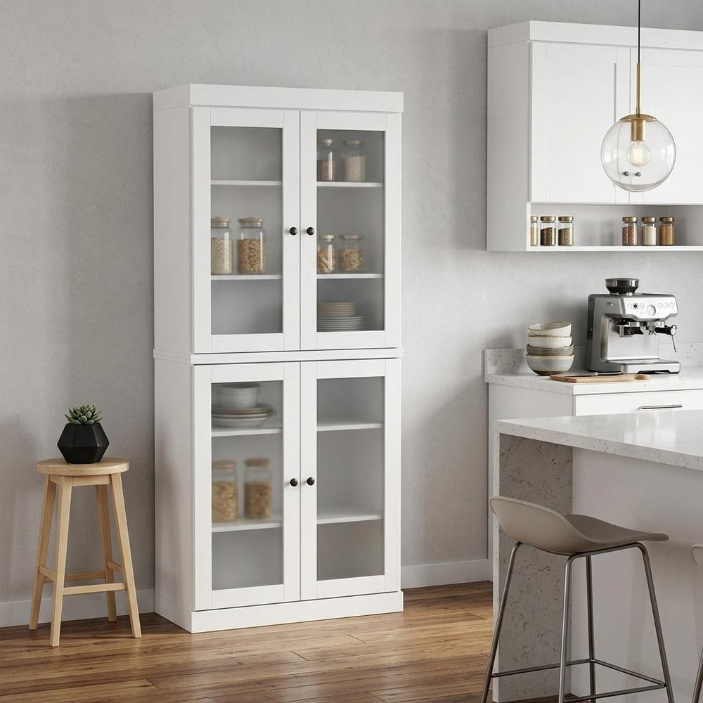 72" White Solid Wood Four Door Pantry Or Storage Closet - SKU 752846