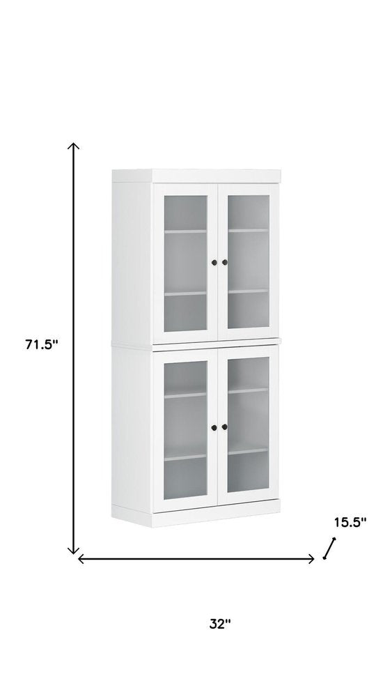 72" White Solid Wood Four Door Pantry Or Storage Closet - SKU 752846