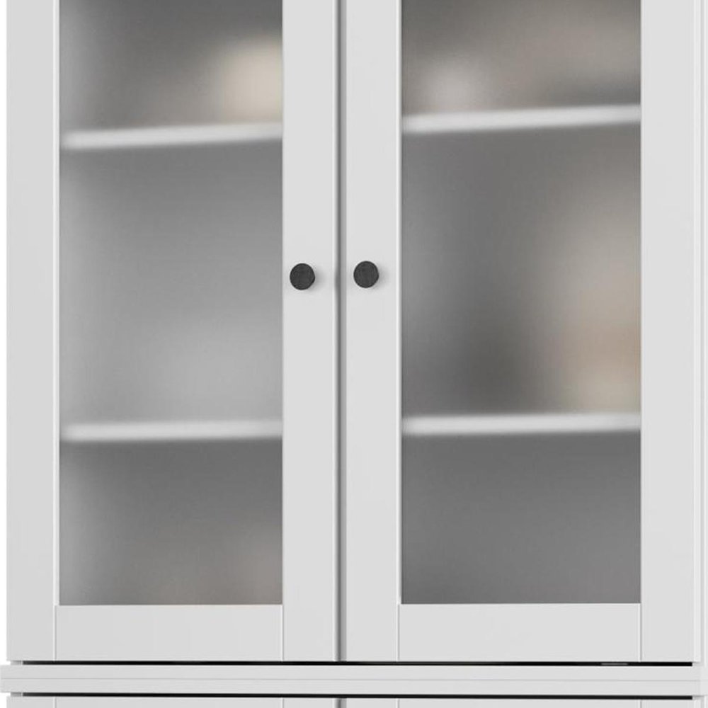 72" White Solid Wood Four Door Two Drawer Pantry Or Storage Closet - SKU 752855