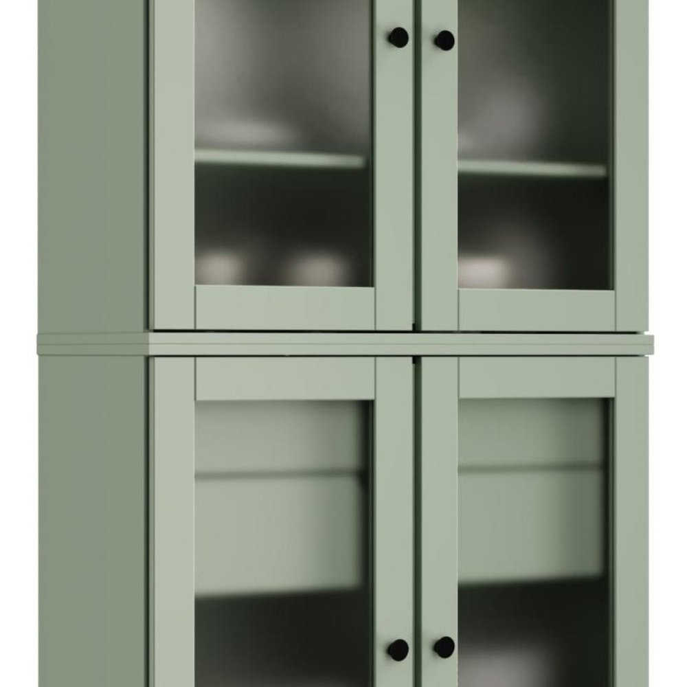 72" Sage Solid Wood Four Door Two Drawer Pantry Or Storage Closet