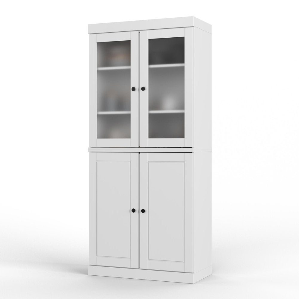 72" White Solid Wood Four Door Pantry Or Storage Closet