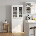 72" White Solid Wood Four Door Pantry Or Storage Closet