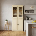 72" Yellow Solid Wood Four Door Pantry Or Storage Closet