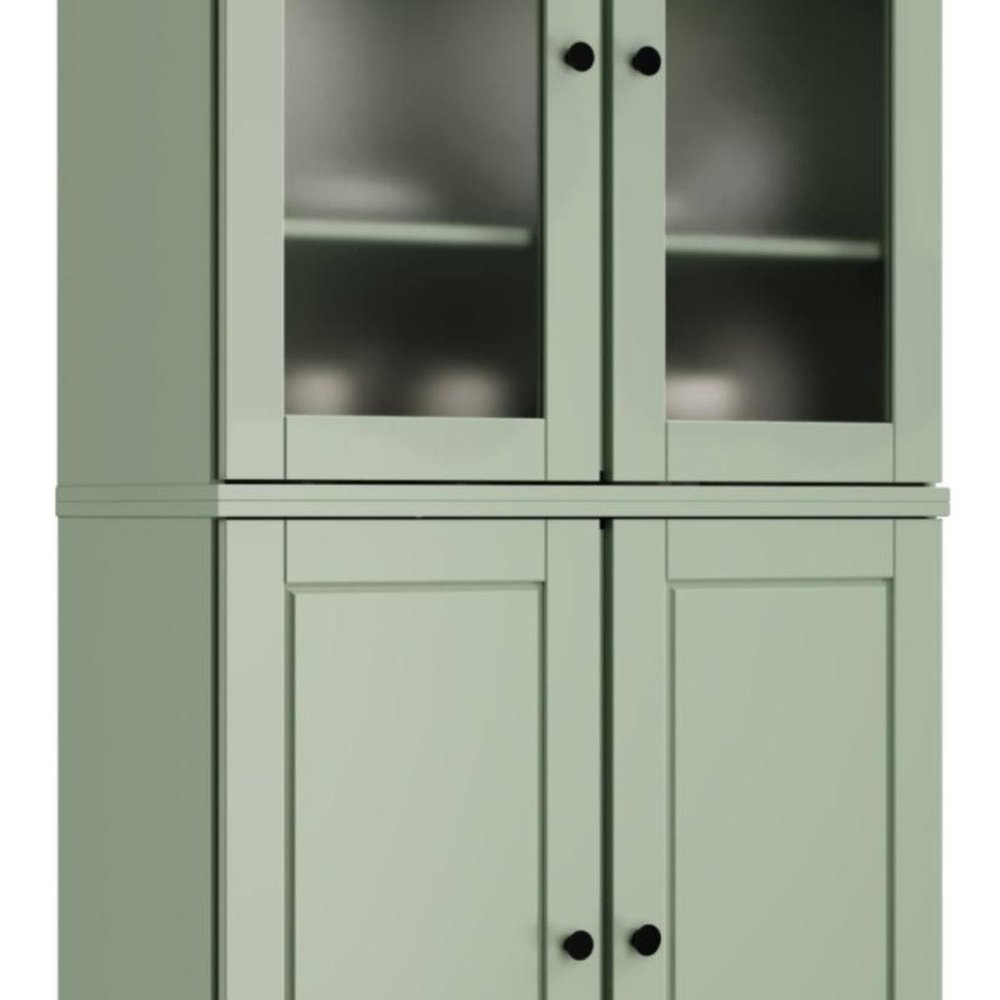 72" Sage Solid Wood Four Door Pantry Or Storage Closet